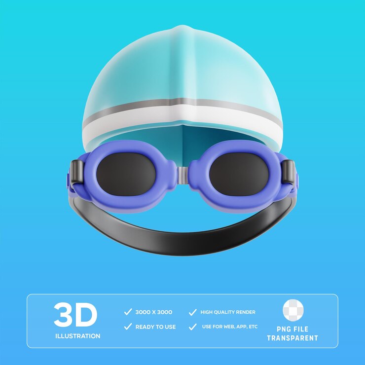 Ilustración 3D de natación en PSD