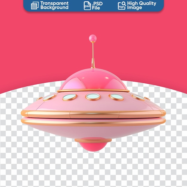 PSD ilustración en 3d de una nave espacial alienígena y un ovni para niños