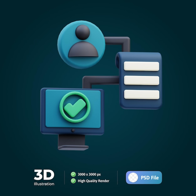 Ilustración 3d de negocios de flujo de datos