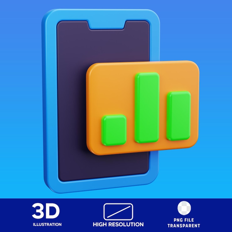 PSD ilustración 3d de negocios de gráficos móviles psd