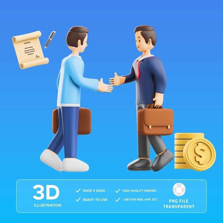 Ilustración 3D de negocios de PSD