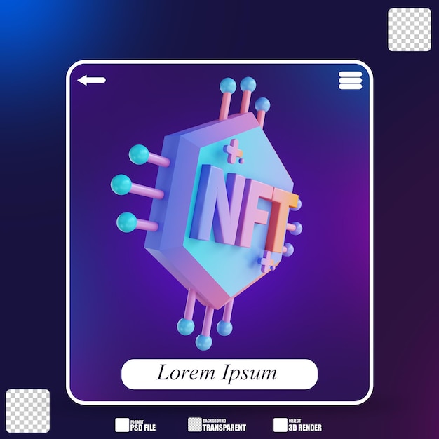 Ilustración 3d nft ethereum procesador 2