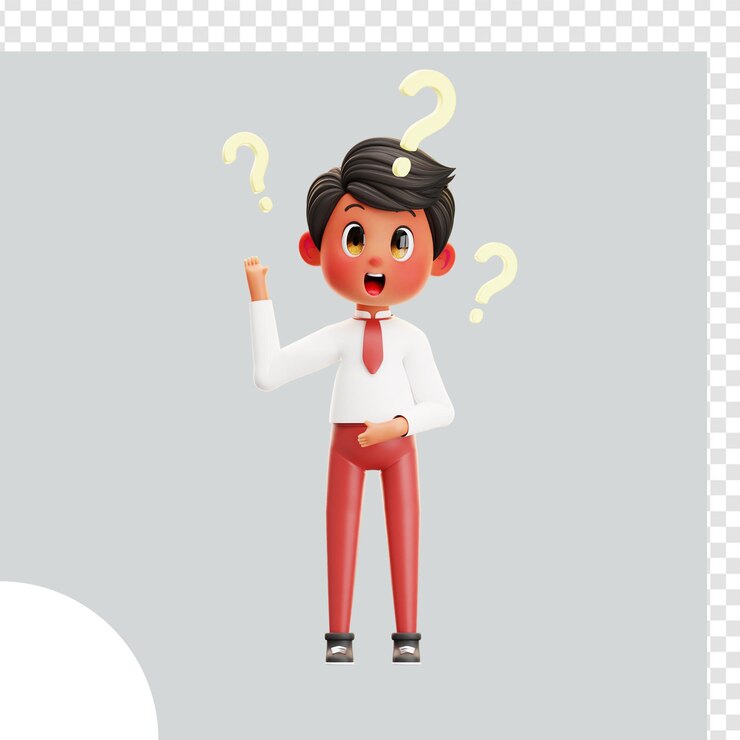 PSD ilustración 3d el niño estudiante hace preguntas