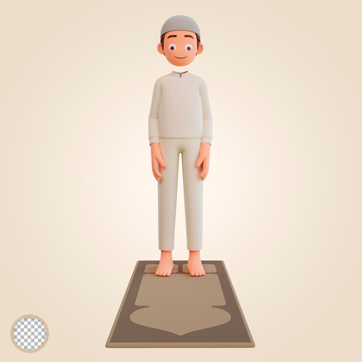 PSD ilustración 3d niño musulmán rezando