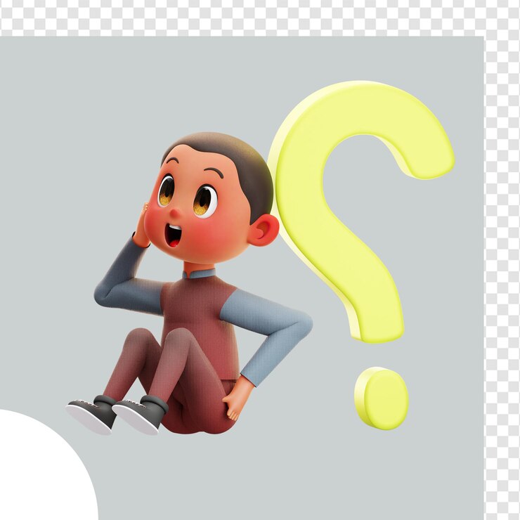 PSD ilustración en 3d del niño que se pregunta preguntas