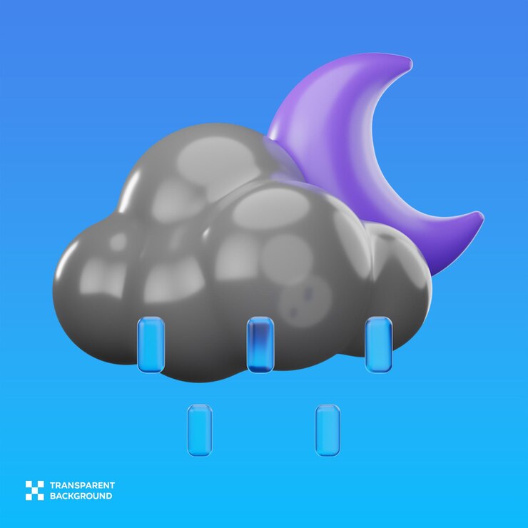 PSD ilustración en 3d de la noche lluviosa de psd