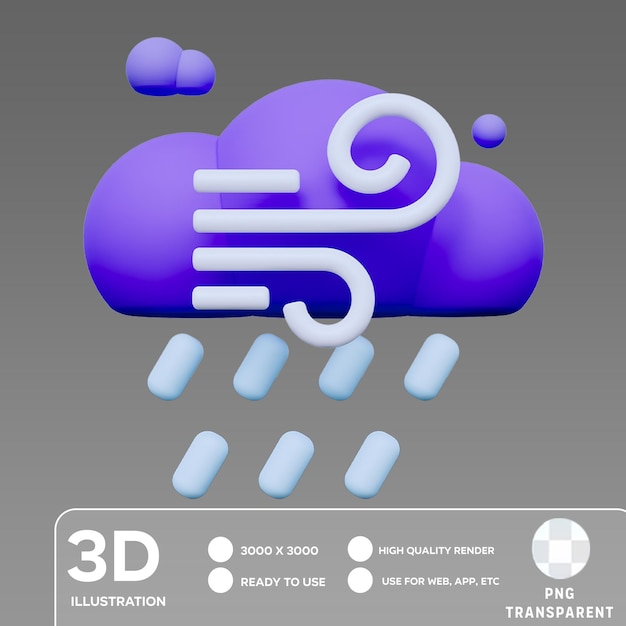 Ilustración 3d de la noche tormentosa de psd