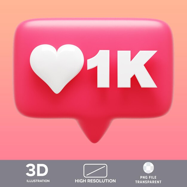 Ilustración 3D de la notificación de PSD 1k