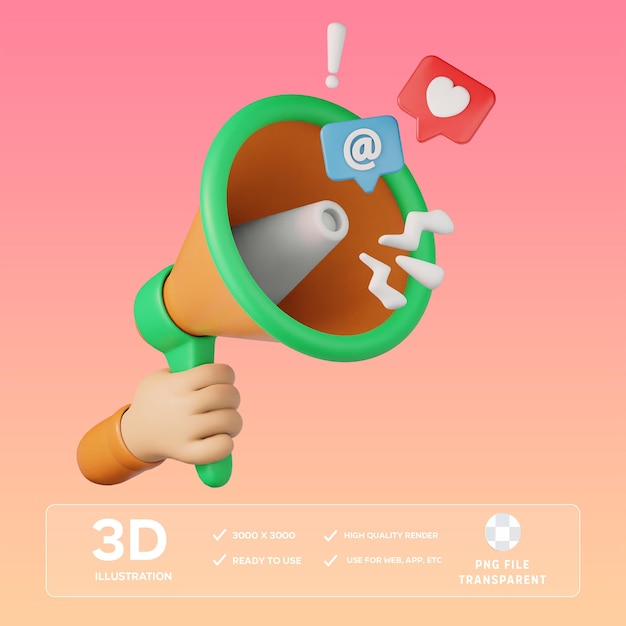 Ilustración 3d de la notificación de psd