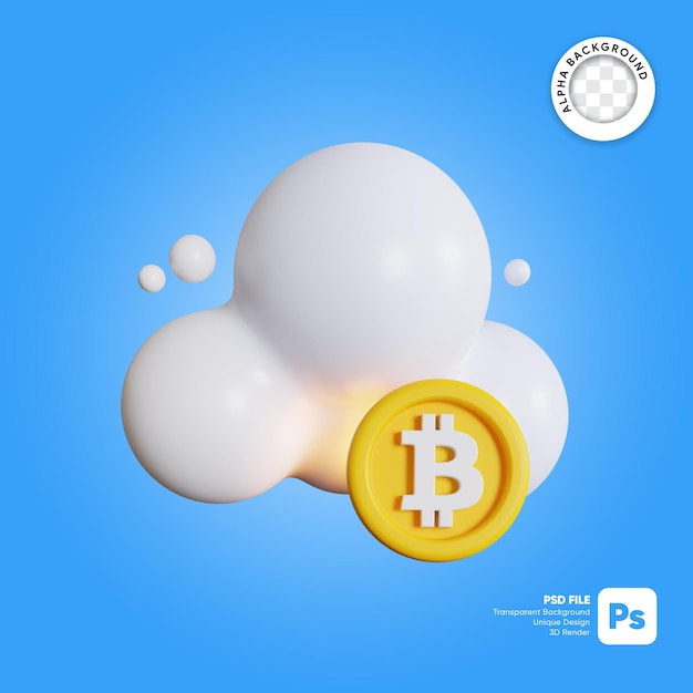 Ilustración 3d de la nube de Bitcoin