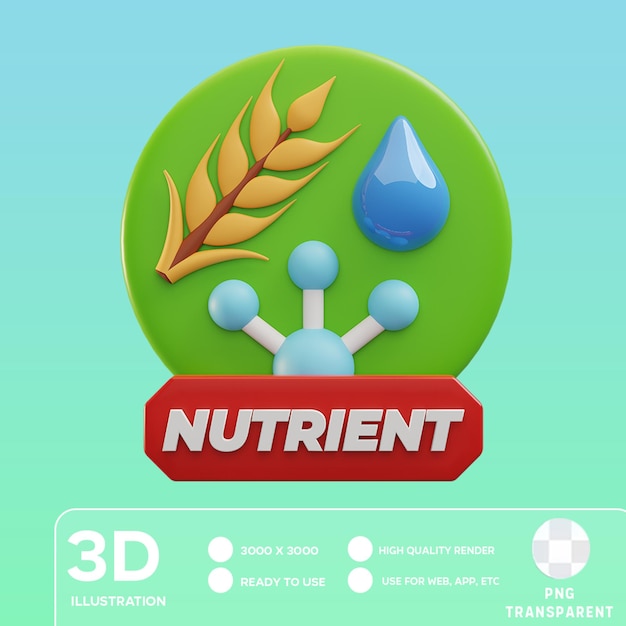 PSD ilustración 3d de los nutrientes de psd