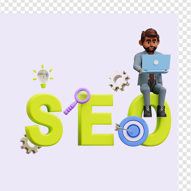 PSD ilustración en 3d del objetivo masculino de seo