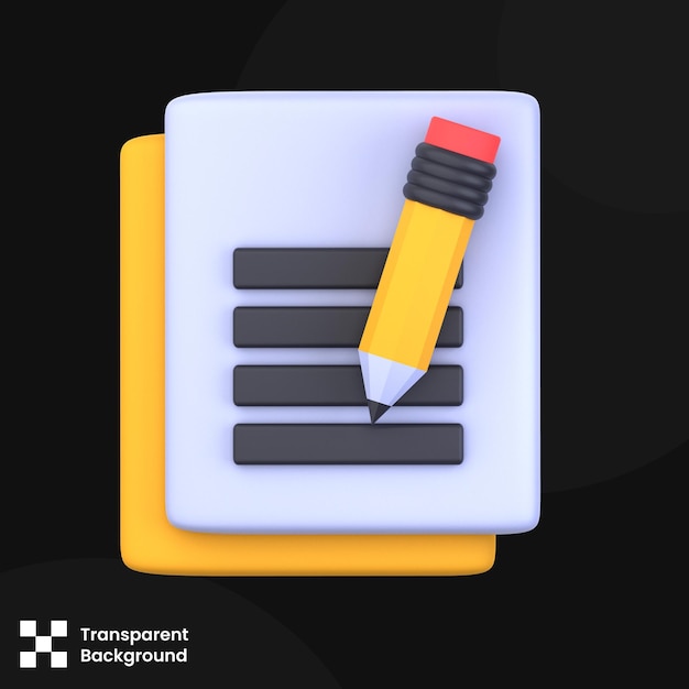 Ilustración 3D Objeto de escritura 3D diseño creativo esencial paquete de iconos Renderización 3D