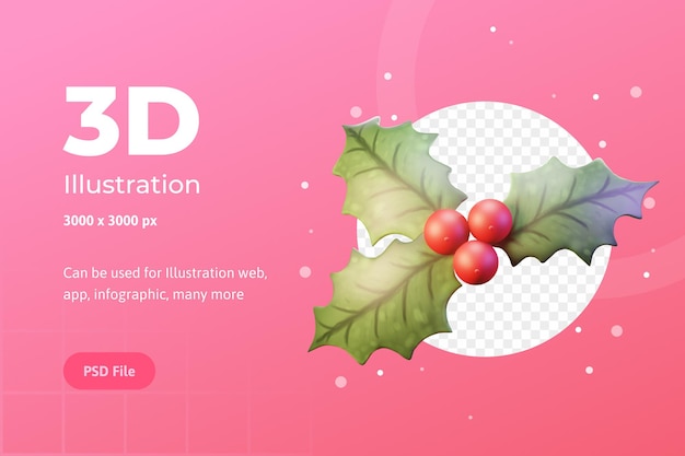 Ilustración 3d, objeto navideño, flor de nochebuena, para web, aplicación, infografía, publicidad, etc.