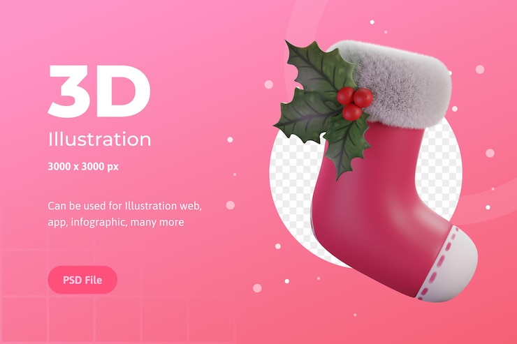 PSD ilustración 3d, objeto navideño, flor de nochebuena, para web, aplicación, infografía, publicidad, etc.