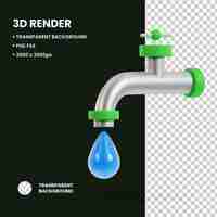 PSD ilustración 3d objeto tap water