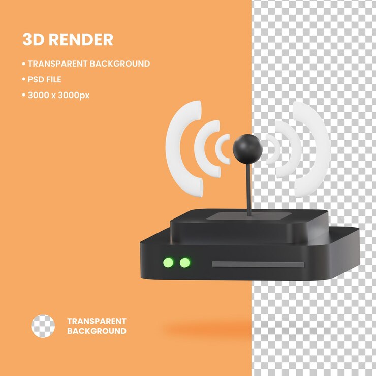 PSD ilustración 3d objeto wifi del enrutador