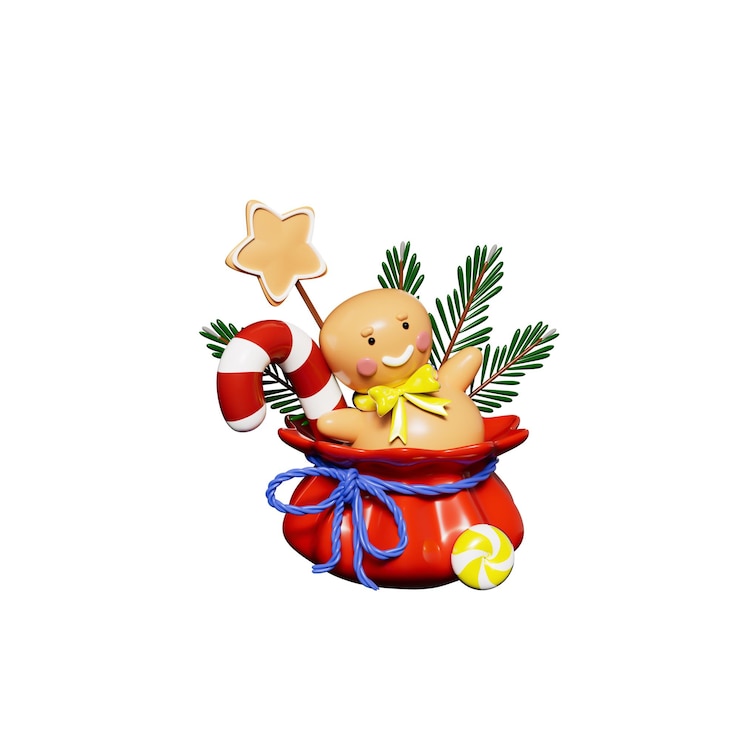 PSD ilustración 3d de objetos navideños