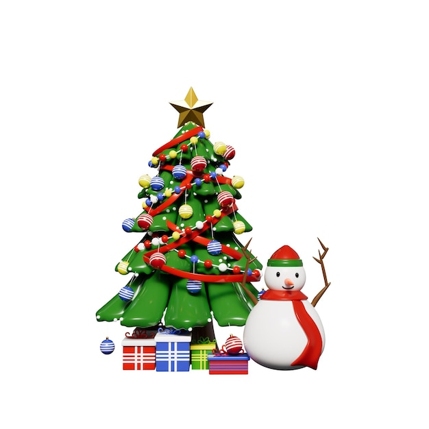 Ilustración 3D de objetos navideños