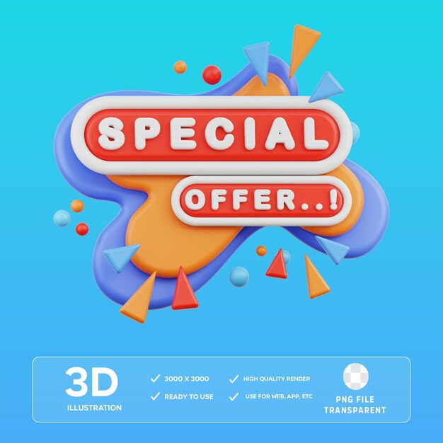 Ilustración 3D de la oferta especial de PSD