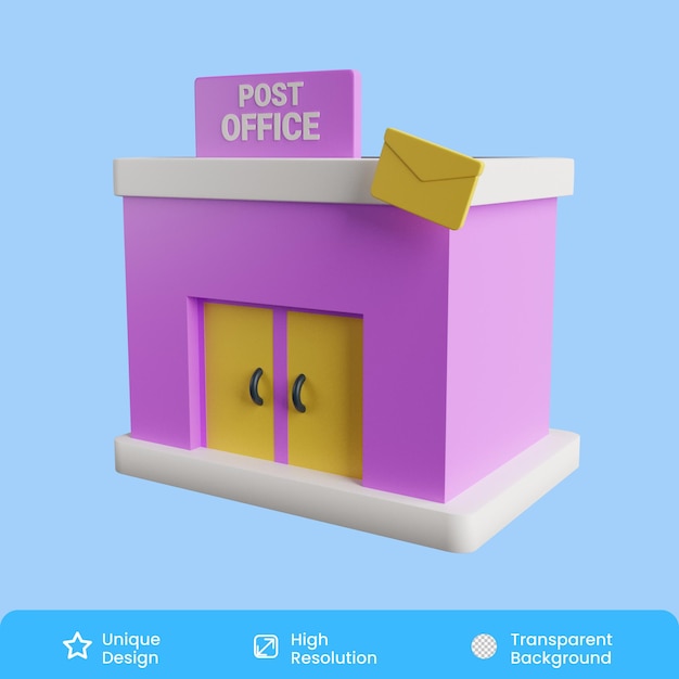 PSD ilustración 3d de la oficina de correos