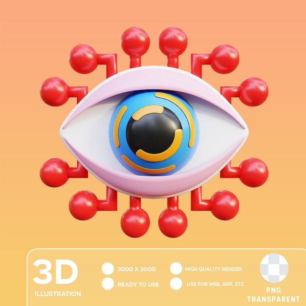 PSD ilustración 3d del ojo biónico psd