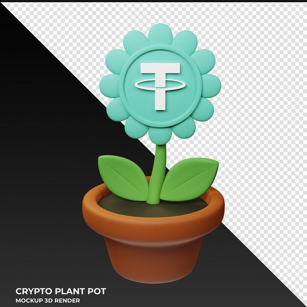 Ilustración 3D de la olla de cripto de Tether USDT