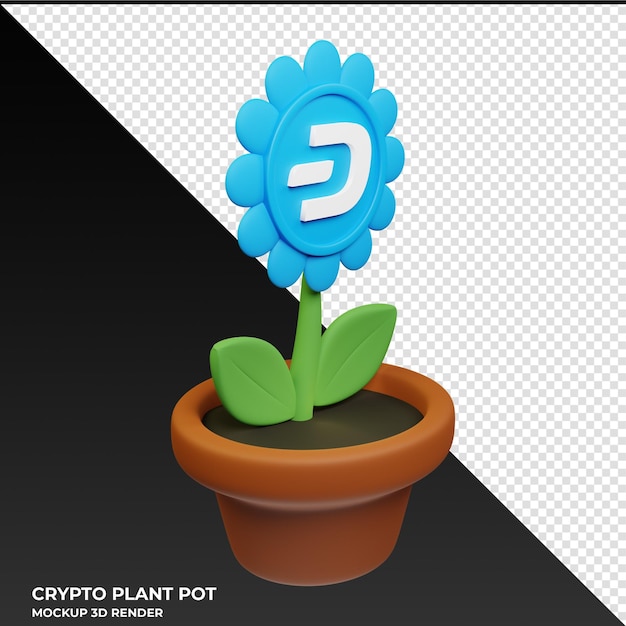 Ilustración 3D de la olla de la planta de Crypto Dash