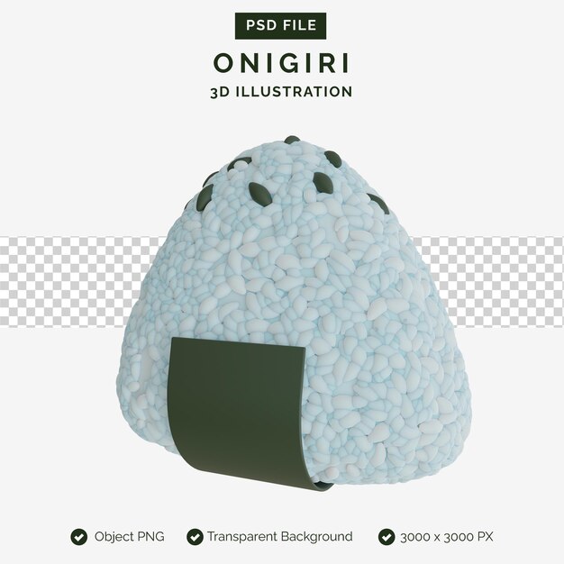 Ilustración en 3D de Onigiri