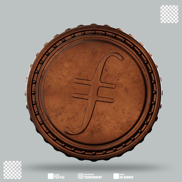 Ilustración 3D de oro Filecoin 2