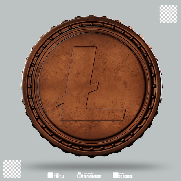 Ilustración 3D de oro Litecoin 2
