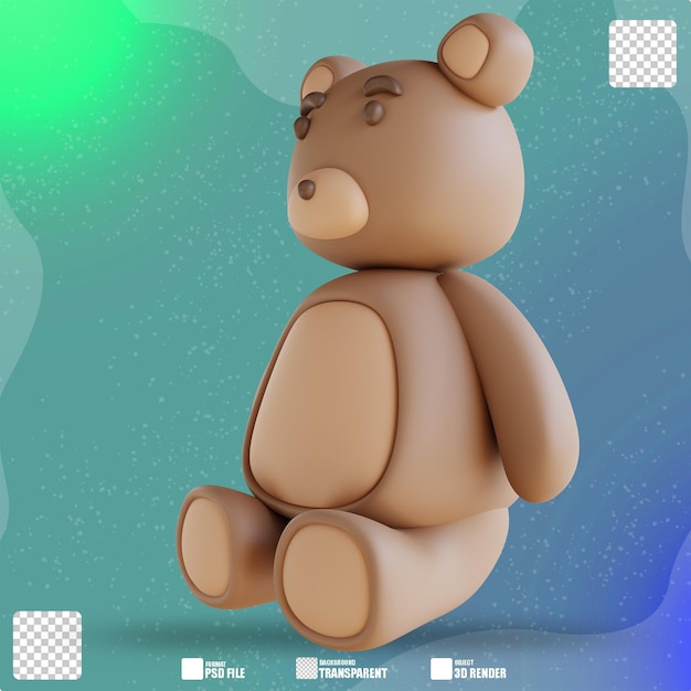 PSD ilustración 3d oso de peluche 2