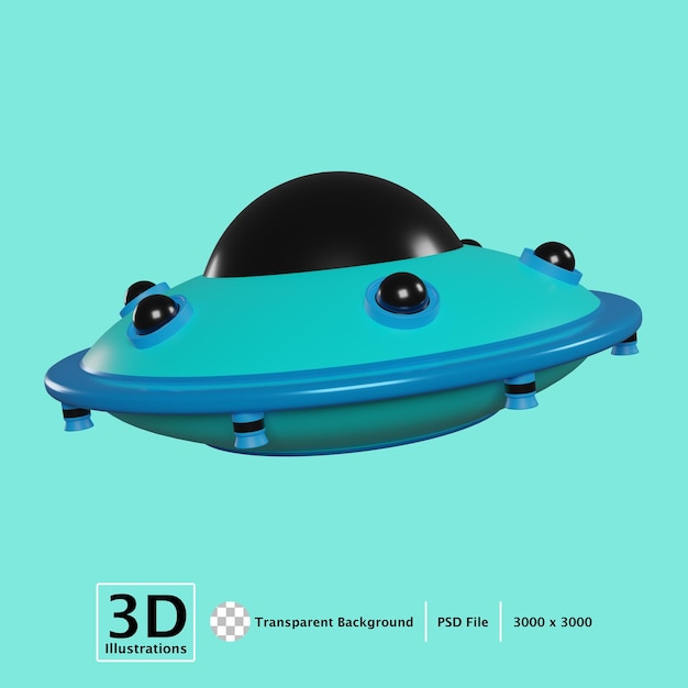 PSD ilustración 3d de ovni azul