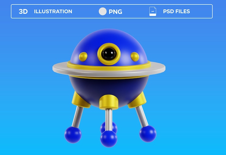 PSD ilustración 3d de los ovnis en psd