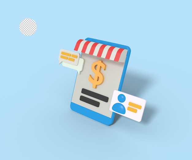 PSD ilustración 3d de pago de compras en línea