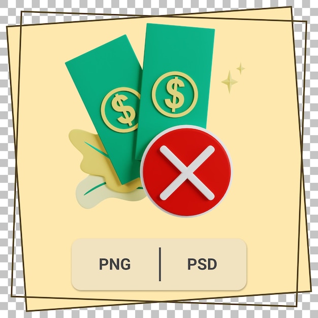 ilustración 3d de pago fallido