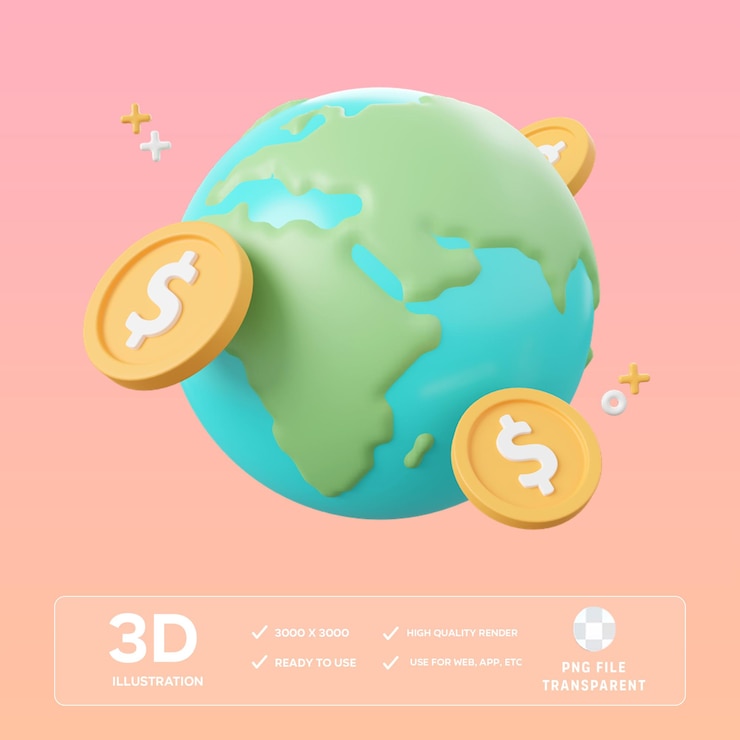 Ilustración 3D del pago global de PSD