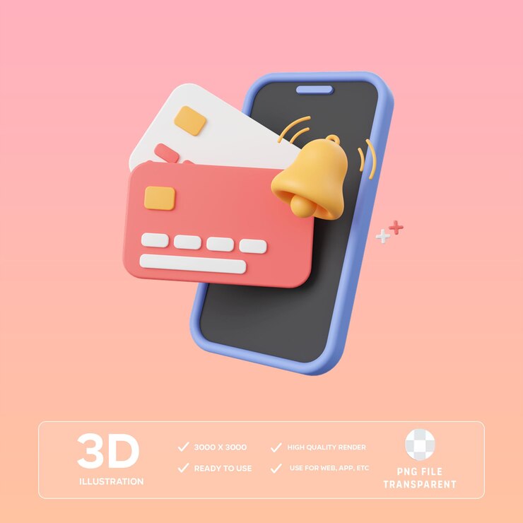 Ilustración en 3D del pago en línea de PSD