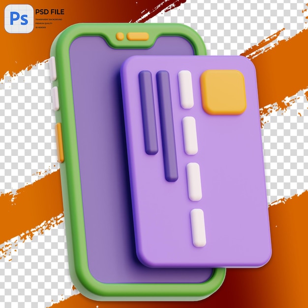 Ilustración 3D del pago con tarjeta en línea renderización del icono PNG aislado