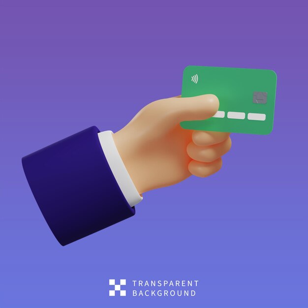 Ilustración 3D del pago con tarjeta PSD