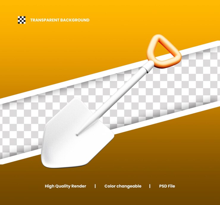 PSD ilustración 3d de la pala o icono 3d del día del trabajo