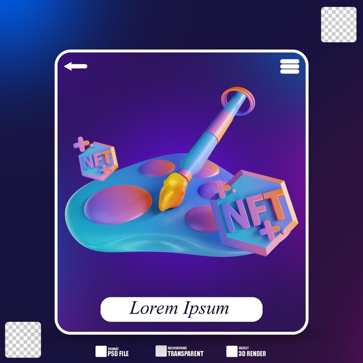 PSD ilustración 3d paleta de colores nft 4