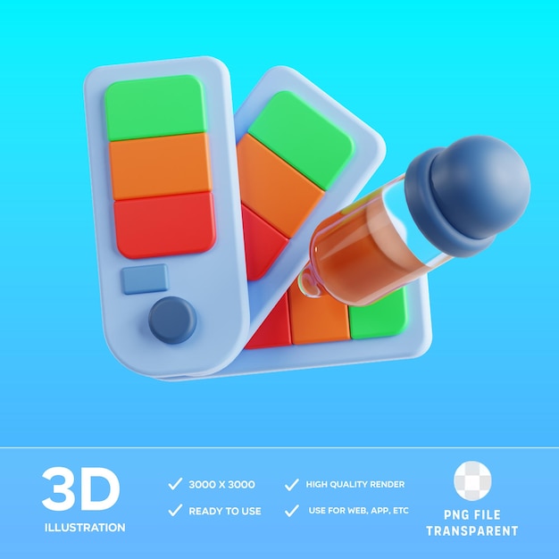 Ilustración 3D de la paleta de colores de PSD