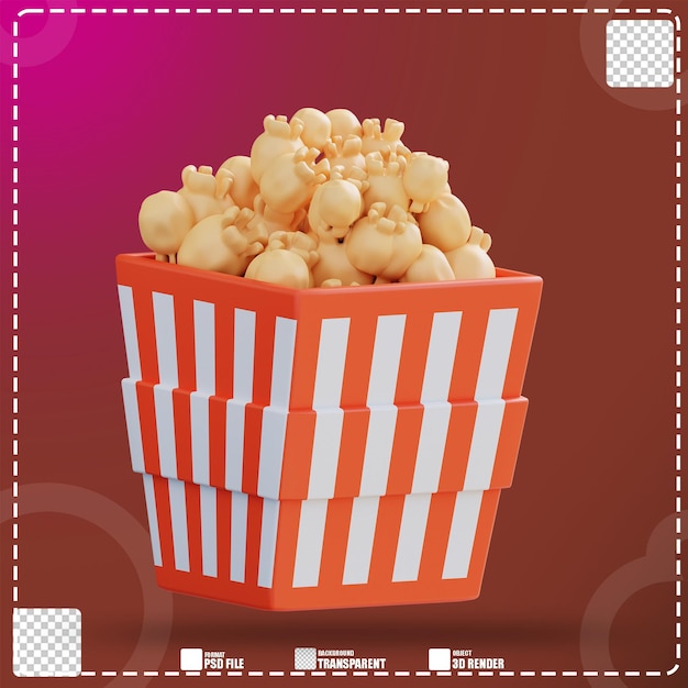 PSD ilustración 3d palomitas de maíz 2