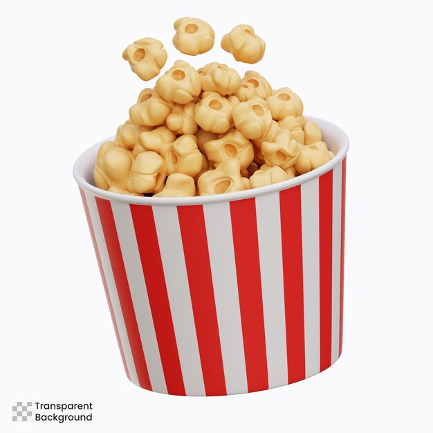 Ilustración 3d de palomitas de maíz