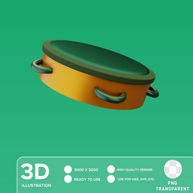 Ilustración en 3d de la pandereta psd