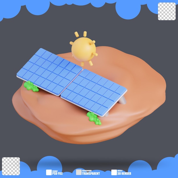 PSD ilustración 3d de un panel solar 2