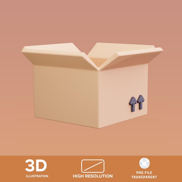 Ilustración 3D del paquete de la caja PSD
