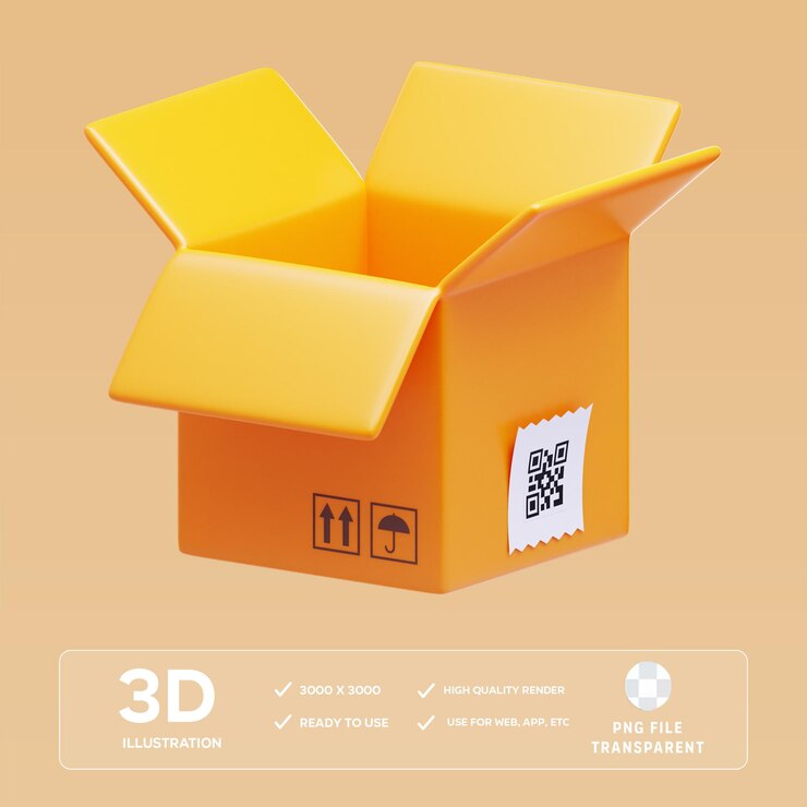 Ilustración 3D del paquete de entrega de PSD