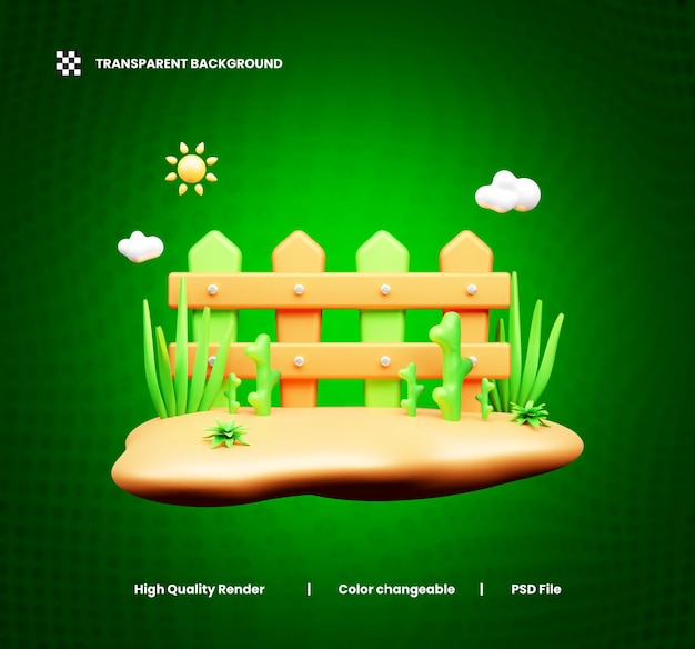 PSD ilustración 3d del parque o icono web del parque 3d